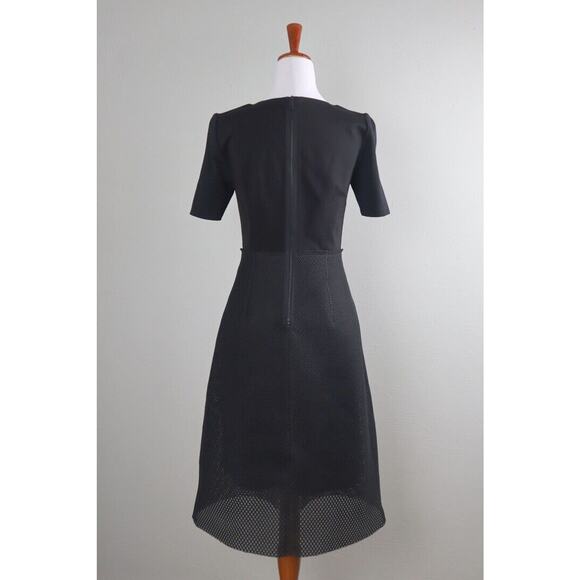 ELIE TAHARI $328 Ponte Stretch Mesh Skirted Pleated A-Line Dress Size 4 - Picture 4 of 6